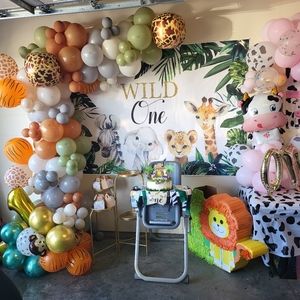 Wild one backdrop and high chair banner